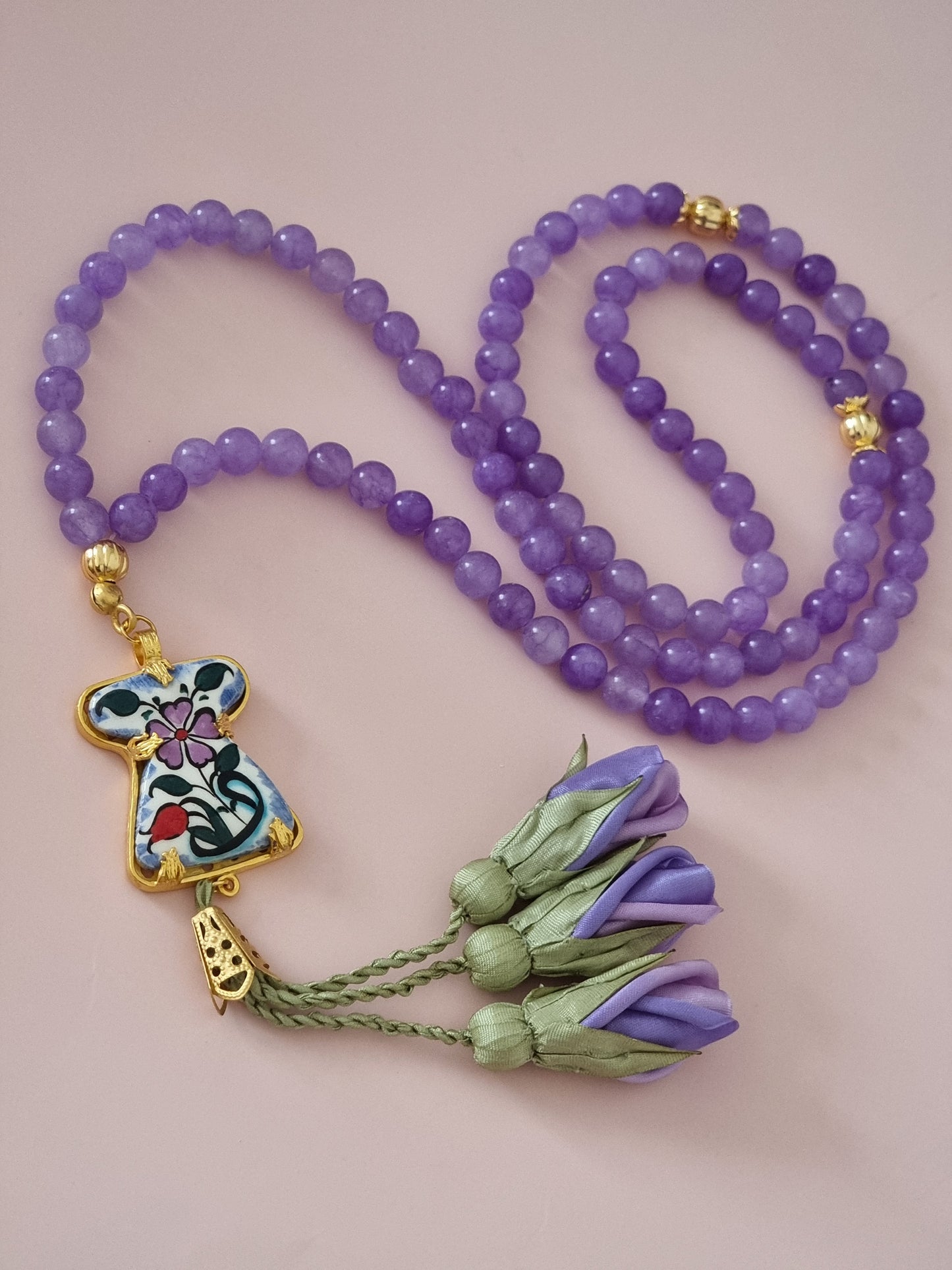 Natural Stones Sibha/ Lavender Tulips