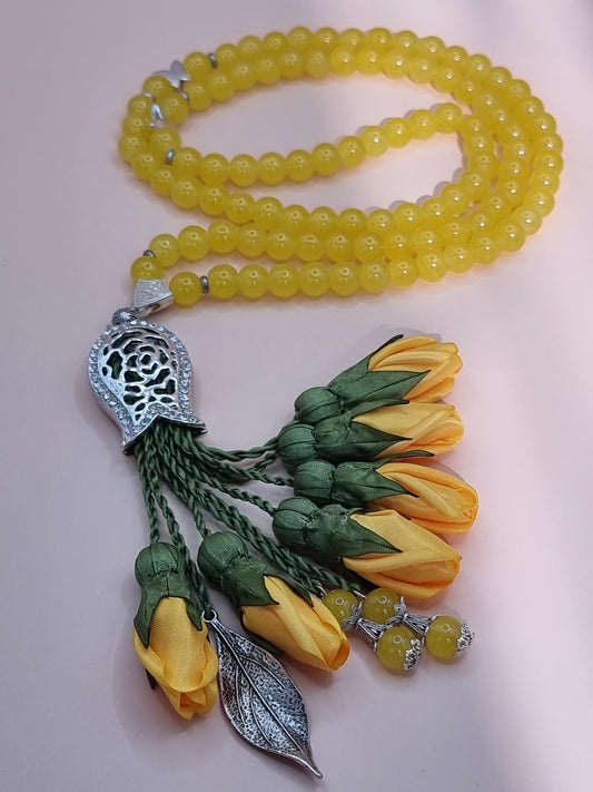 Glass Beads / Yellow Tulips