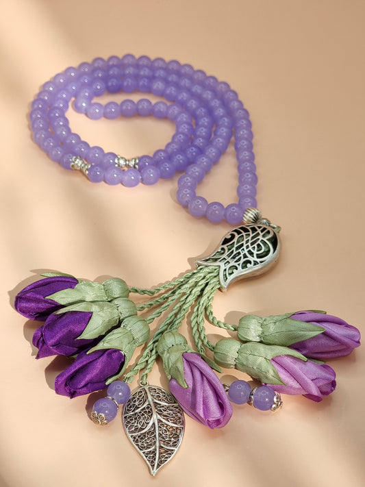 Glass Beads / Shades of Purple Tulips