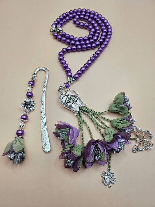 SPECIAL EDITION - Purple Pearl Gift Set - Pearl Sibha & Bookmark