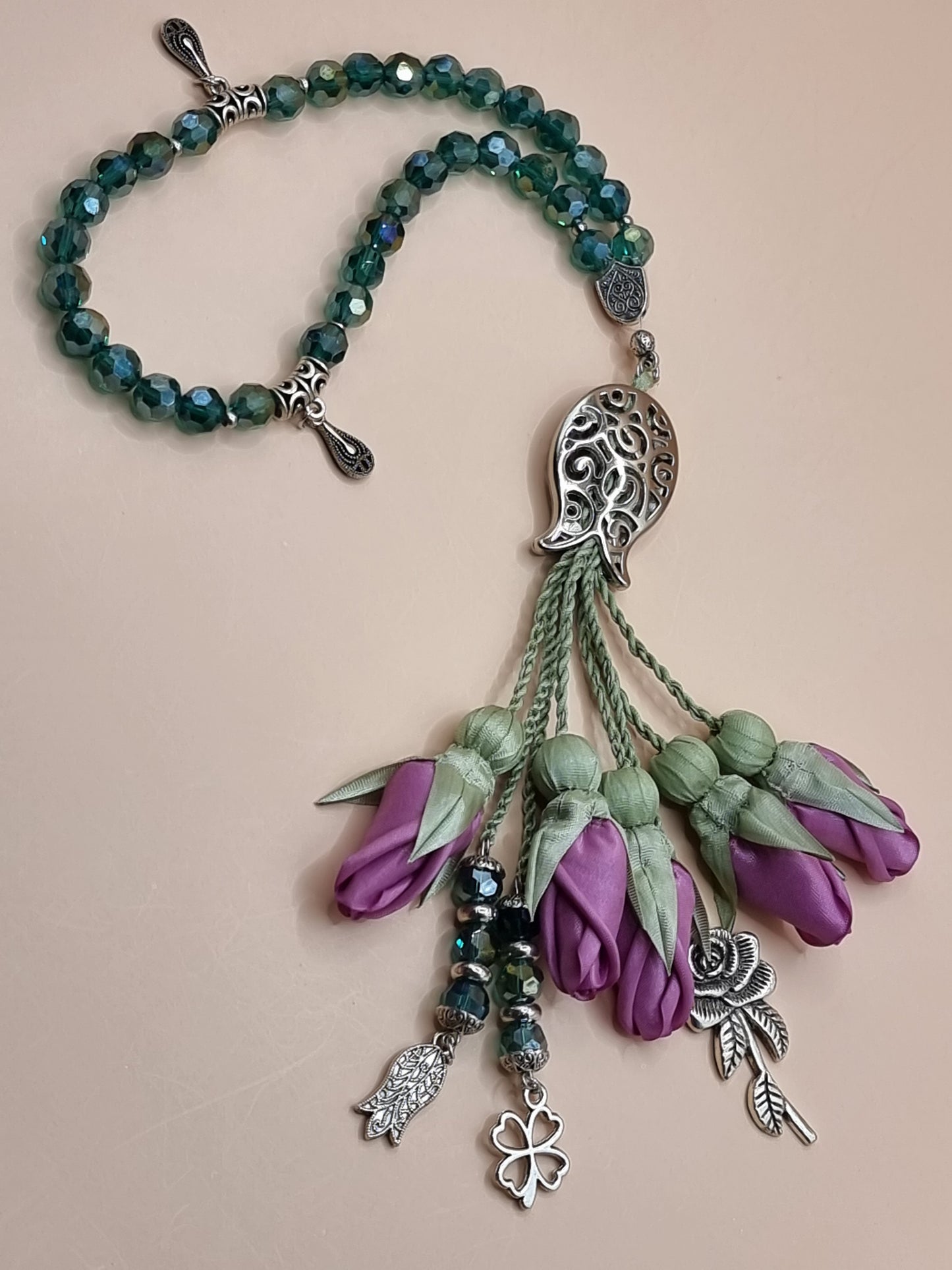 NEW- Mini Crystal Beads/ Purple Tulips