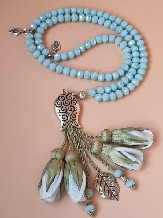 NEW - Crystal Beads/ Pale Blue Tulips