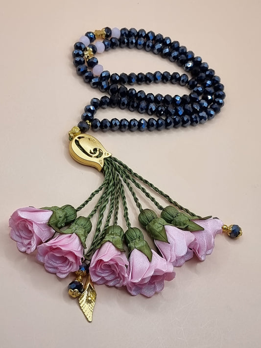 Crystal Beads/ Pink Flowers