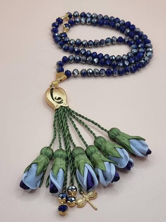 NEW- Crystal Beads/ Shades of Blue Ombre Tulips