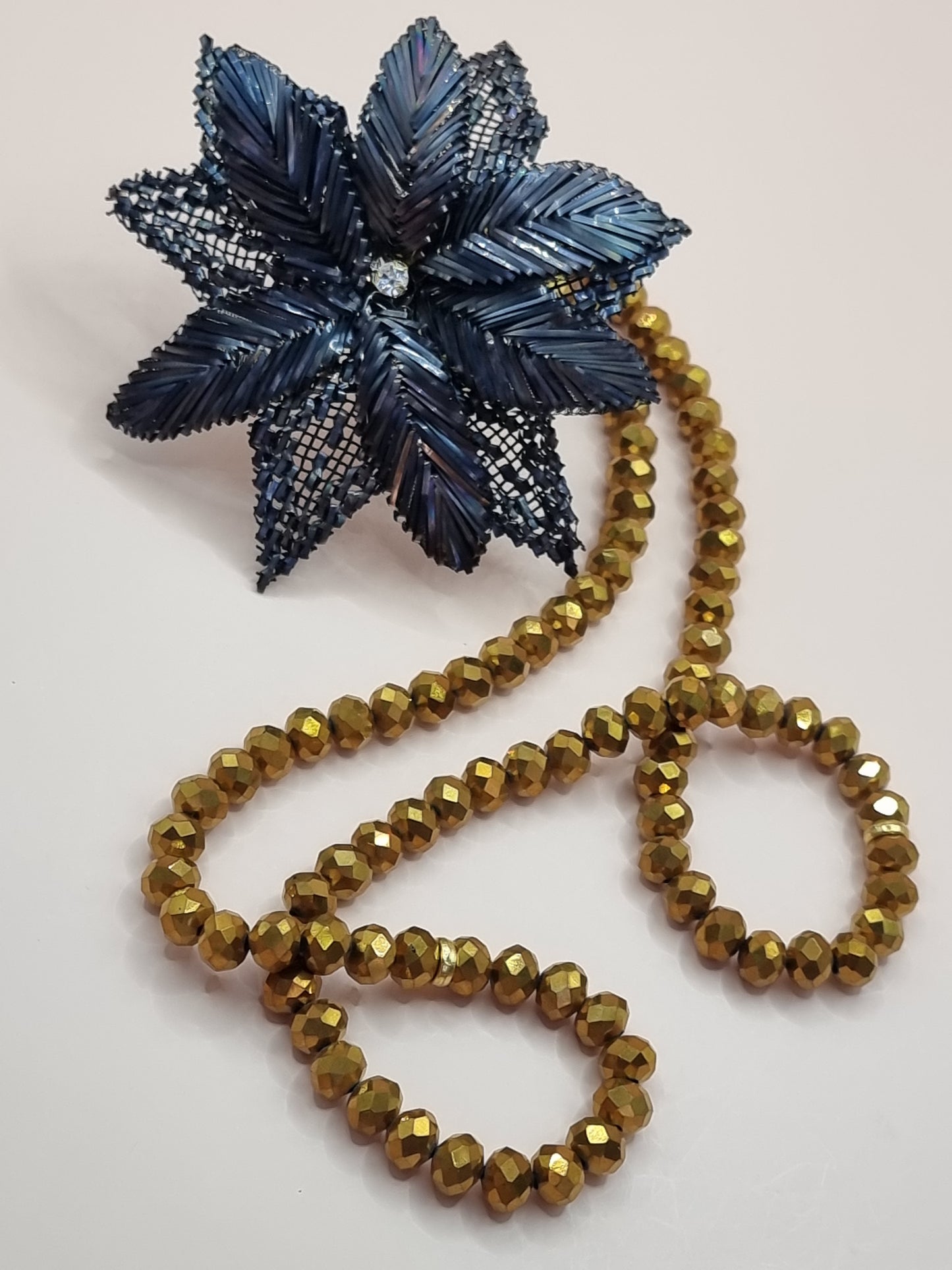 NEW RAMADAN SPECIAL - Crystal Beads/ Metallic Wire Wrapped Handmade Flower