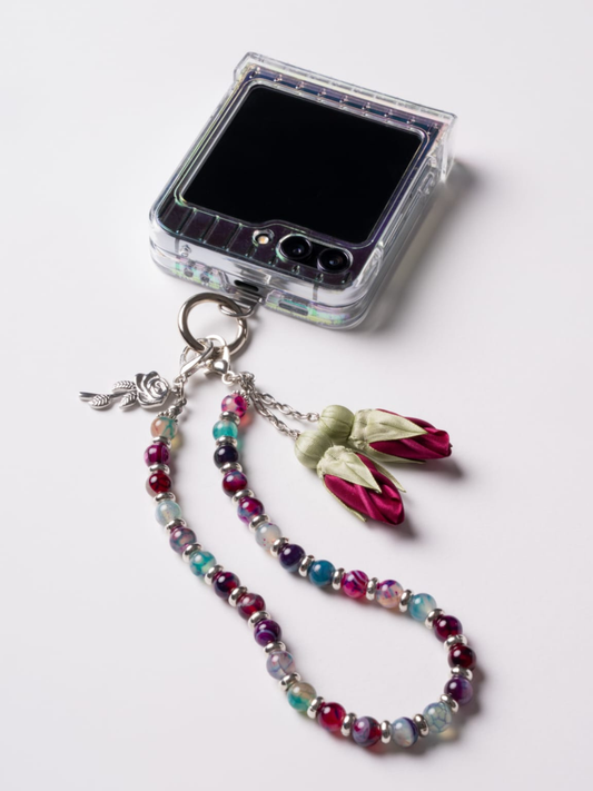 NEW - Artisan Floral Beaded Phone Charm