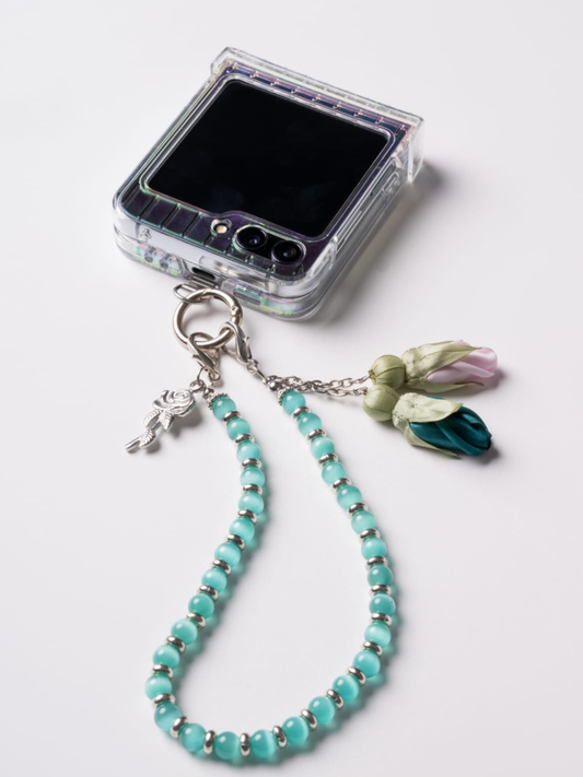 NEW - Artisan Floral Beaded Phone Charm