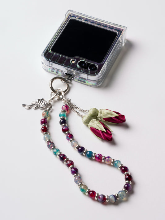 NEW - Artisan Floral Beaded Phone Charm