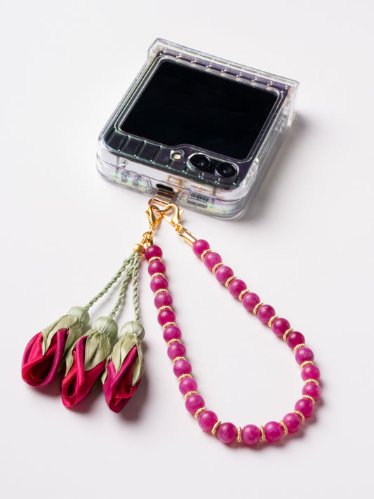 NEW - Artisan Floral Beaded Phone Charm