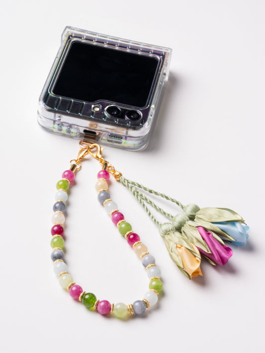 NEW - Artisan Floral Beaded Phone Charm