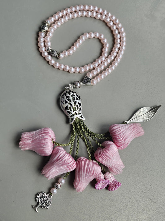 Limited Edition - Pink Pearl Beads/ Pink Unique Flowers