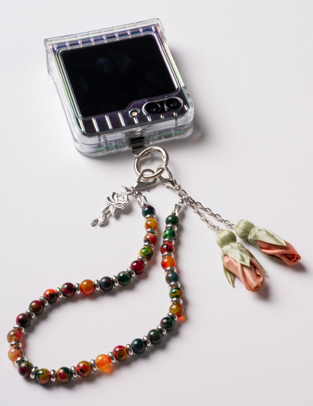 NEW - Artisan Floral Beaded Phone Charm