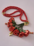 SPECIAL EDITION - Crystal Beads/ Unique Scarlet Red Flowers
