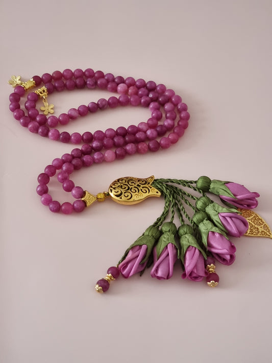 Jade Natural Stones/ Plum Tulips [اليشم]