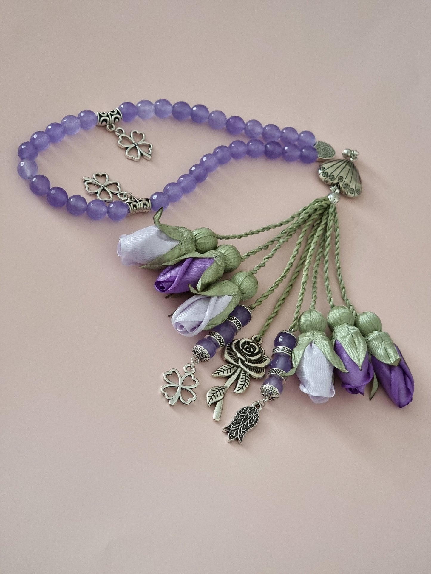 Mini Jade Natural Stone/ Shades of Lavender Tulips [اليشم]
