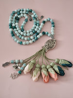 Agate Natural Stones/ Multicolor Tulips with SILVER accents [عقيق]