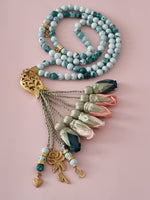 Agate Natural Stones/ Multicolor Tulips with GOLD accents [عقيق]