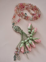 Agate Natural Stones/ Pink Tulips with SILVER accents [عقيق]