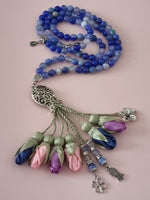 Agate Natural Stones/ Multicolor Tulips with SILVER accents [عقيق]