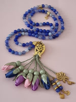 Agate Natural Stones/ Multicolor Tulips with GOLD accents [عقيق]