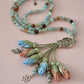 Agate Natural Stones/ Multicolor Tulips with SILVER accents [عقيق]