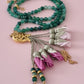 Agate Natural Stones/ Shades of Pink Tulips with GOLD accents [عقيق]