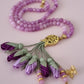 Jade Natural Sibha/ Lavender & Purple Tulips with GOLD accents [اليشم]