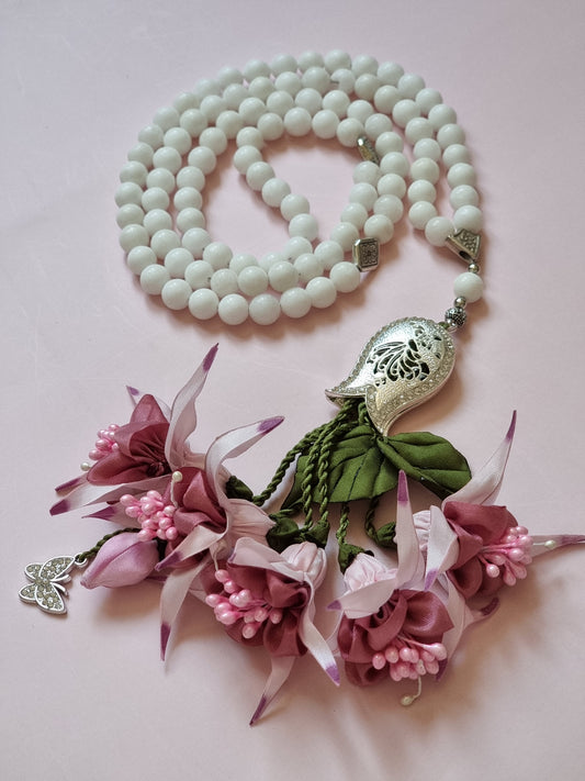 SPECIAL EDITION Agate Natural Stones/ Unique White Flowers [عقيق]