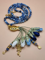 NEW - Agate Natural Stones/ Multicolor Tulips with GOLD accents [عقيق]