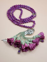 NEW - Jade Natural Stones/ Magenta Flowers [اليشم]