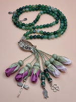 Agate Natural Stones/ Shades of Amethyst Tulips with SILVER accents [عقيق]