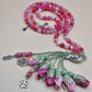 Agate Natural Stones/ Shades of Pink Tulips with SILVER accents [عقيق]