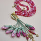 Agate Natural Stones/ Shades of Pink Tulips with GOLD accents [عقيق]