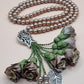 Pearl Beads / Bicolored Caramel & Beige Flowers