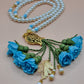 Pearl Beads / Turquoise Flowers