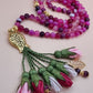 Agate Natural Stones / Fuchsia Tulips with GOLD accents [عقيق]