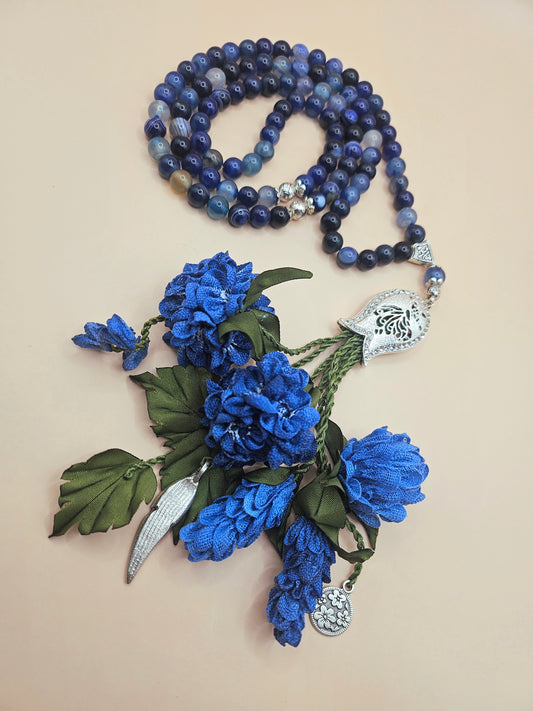 SPECIAL EDITION - Agate Natural Stones/ Royal Blue Flowers [عقيق]