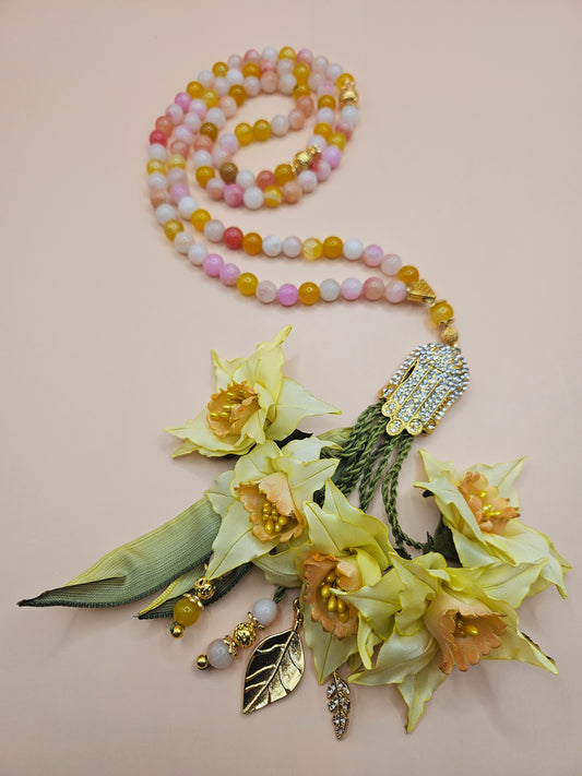 SPECIAL EDITION - Agate Natural Stones/ Beautiful  Yellow Flowers [عقيق]