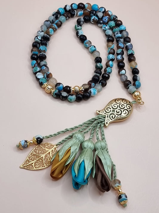 NEW - Agate Natural Stones/ Multicolored Tulips [عقيق]