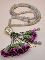 NEW - Agate Natural Stones/ Midnight Purple Flowers [عقيق]