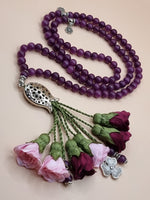 NEW - Jade Natural Stones / Plum & Pale Pink Flowers [اليشم]
