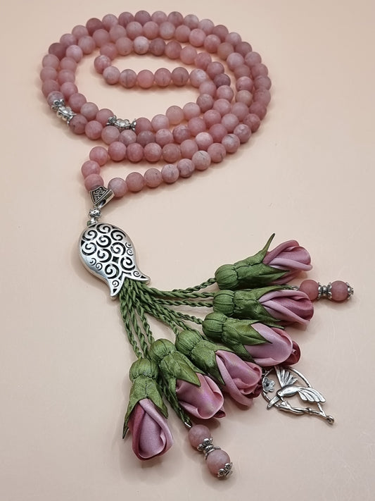 Jade Natural Stones/ Dusky Pink Tulips [اليشم]