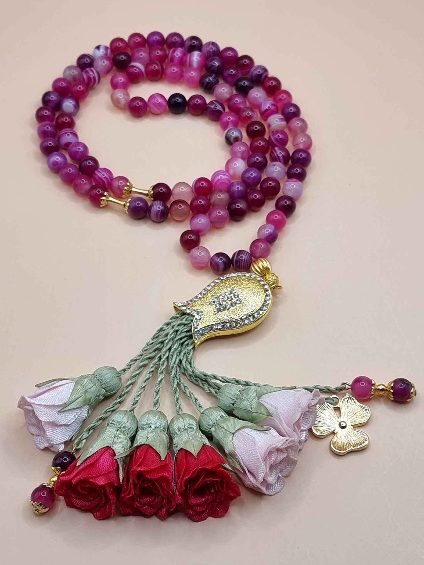 NEW - Agate Natural Stones/ Shades of Pink Flowers [عقيق]