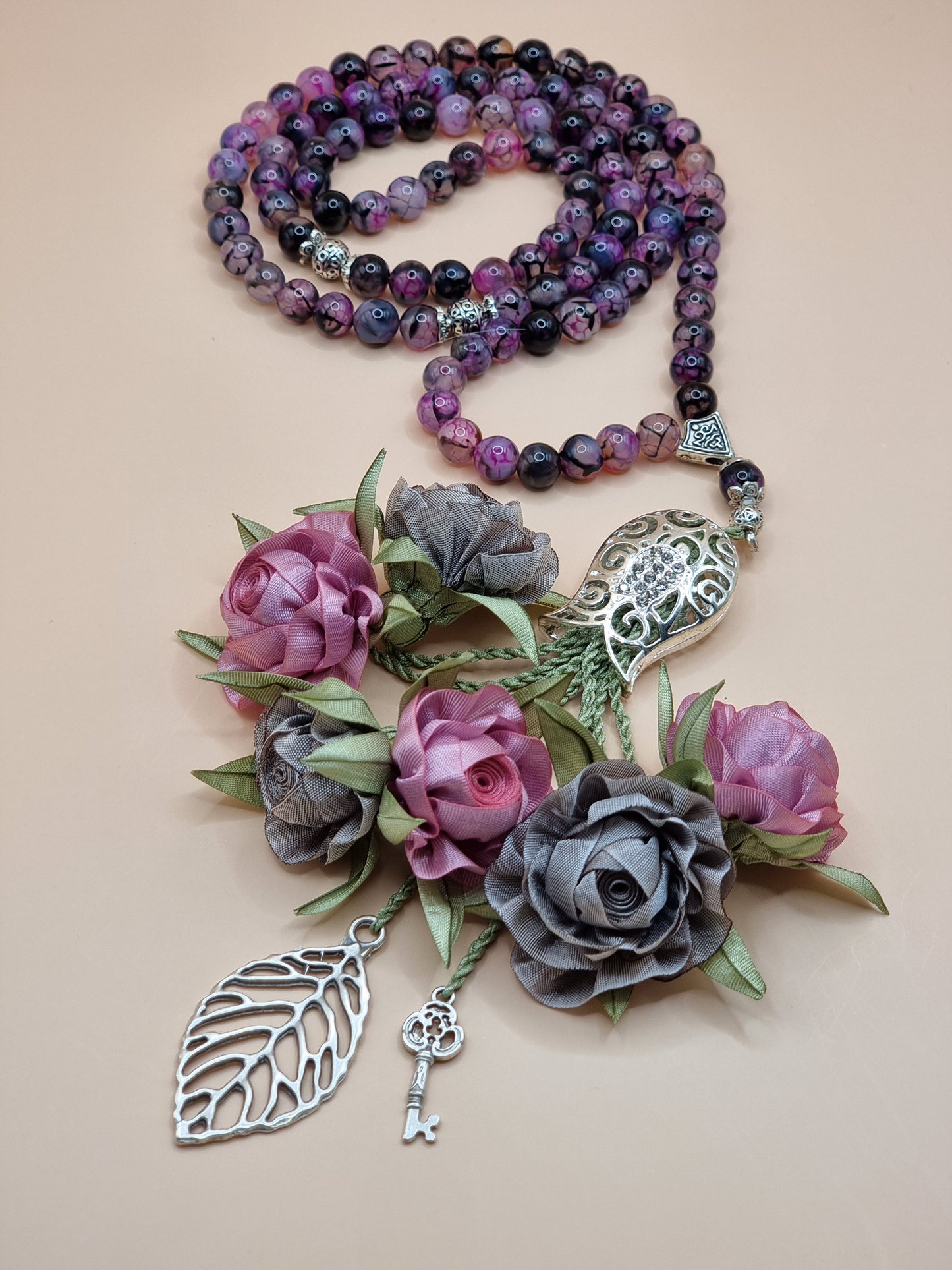 NEW - SPECIAL EDITION - Agate Natural Stones/ Unique Purple & Gray Flowers [عقيق]