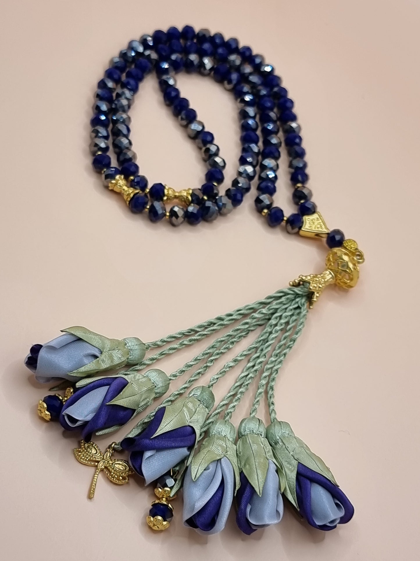 NEW- Crystal Beads/ Dhades of Blue Ombre Tulips