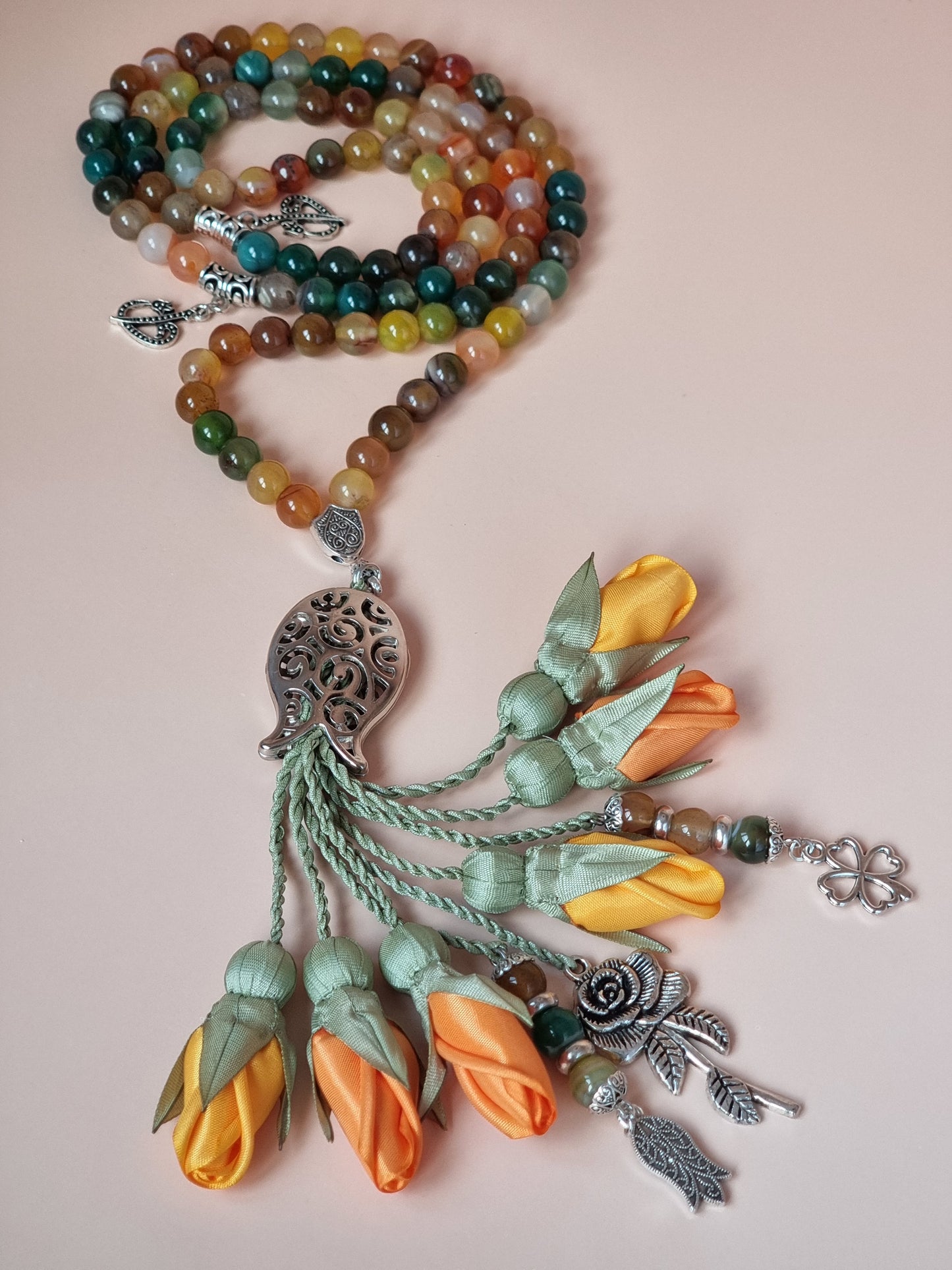 NEW - Agate Natural Stones/ Shades of Orange Tulips  [عقيق]