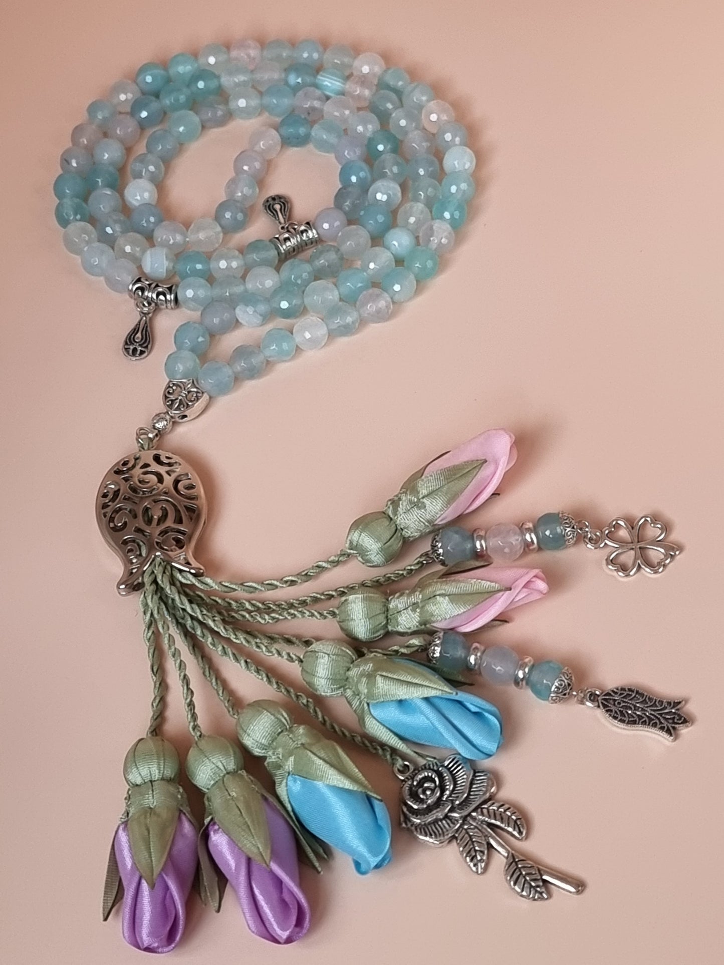 NEW - Agate Natural Stones/ Multicolored Tulips  [عقيق]