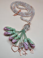 RAMADAN COLLECTION  Agate Natural Stones/Pink Tulips with ROSE GOLD accents [عقيق]