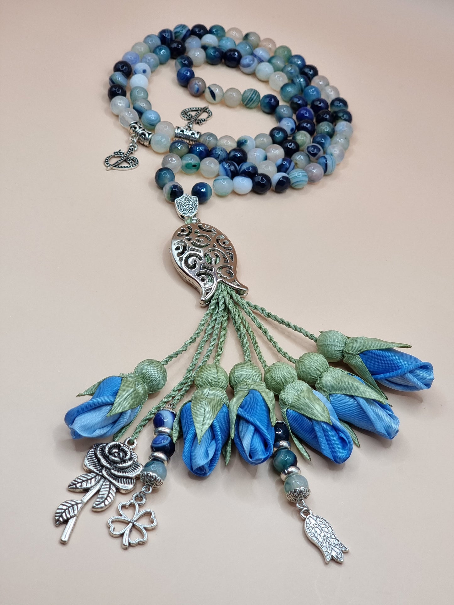 RAMADAN COLLECTION   Limited Edition                                Agate Natural Stones/ Blue Tulips [عقيق]