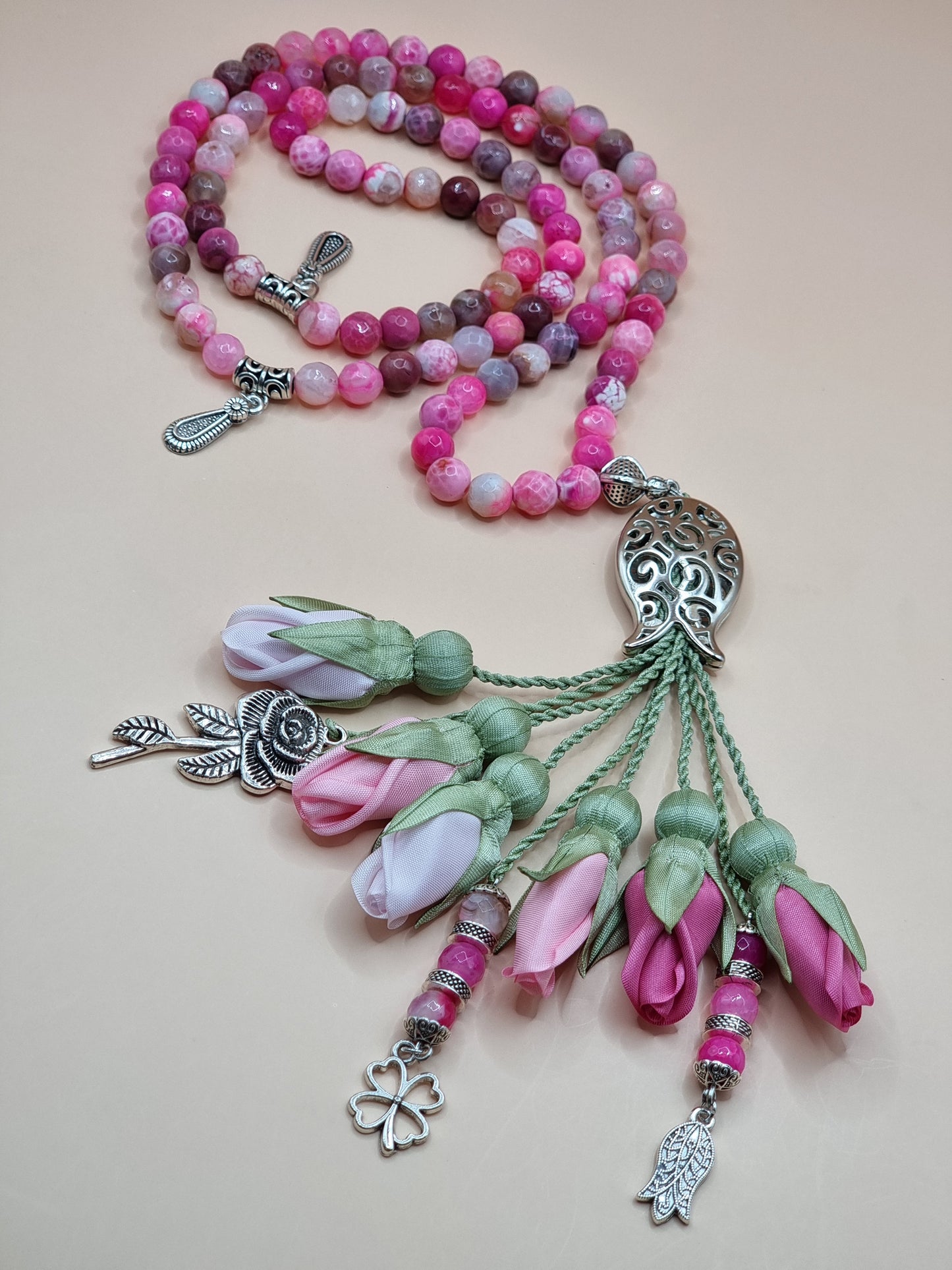 RAMADAN COLLECTION                                   Agate Natural Stones/ Pink Tulips [عقيق]